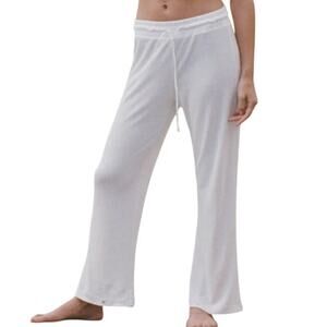 Andie Waffle Knit The Wide Leg Pants XXL Snow White Bamboo Rayon Loungewear NWT